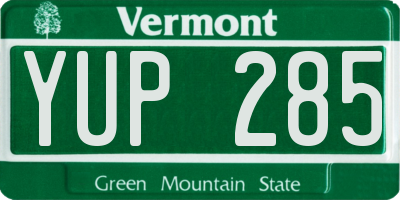 VT license plate YUP285