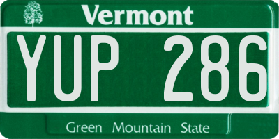 VT license plate YUP286