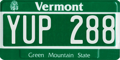 VT license plate YUP288