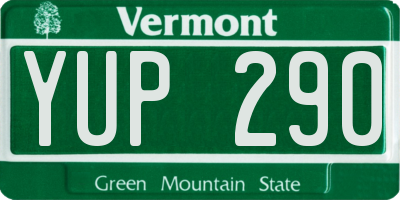 VT license plate YUP290