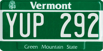 VT license plate YUP292