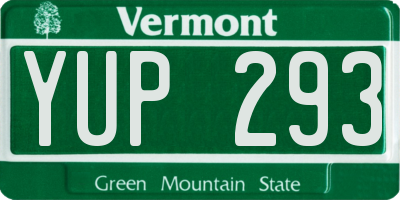 VT license plate YUP293