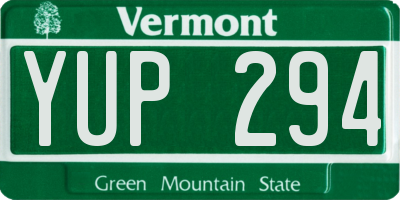 VT license plate YUP294