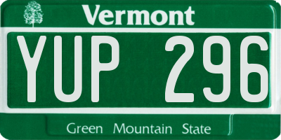 VT license plate YUP296