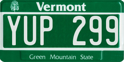 VT license plate YUP299