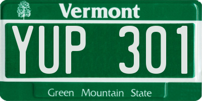 VT license plate YUP301