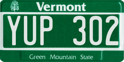 VT license plate YUP302