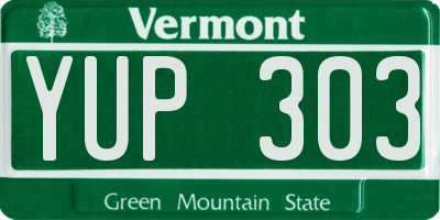 VT license plate YUP303