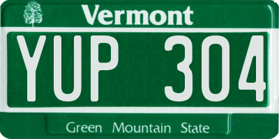 VT license plate YUP304