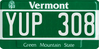 VT license plate YUP308
