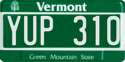 VT license plate YUP310