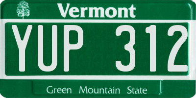 VT license plate YUP312