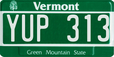 VT license plate YUP313