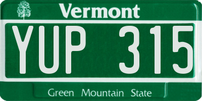 VT license plate YUP315