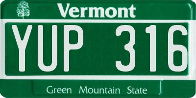 VT license plate YUP316