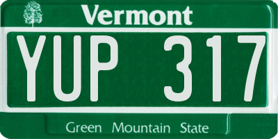 VT license plate YUP317