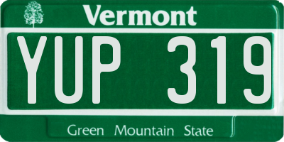 VT license plate YUP319