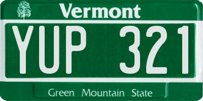 VT license plate YUP321