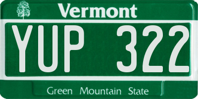 VT license plate YUP322