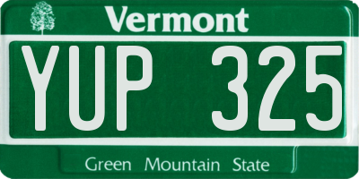 VT license plate YUP325