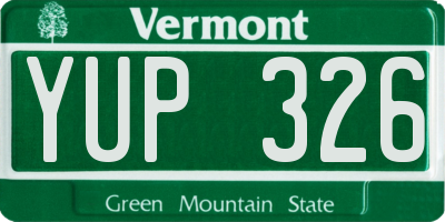 VT license plate YUP326