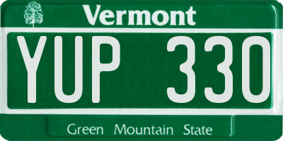 VT license plate YUP330