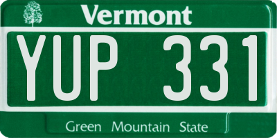 VT license plate YUP331