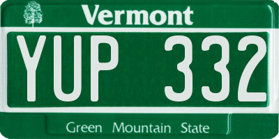 VT license plate YUP332