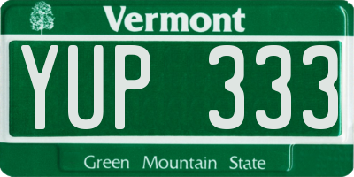 VT license plate YUP333