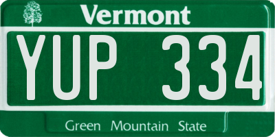 VT license plate YUP334