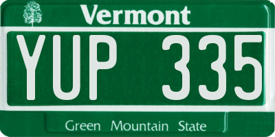 VT license plate YUP335