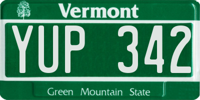 VT license plate YUP342