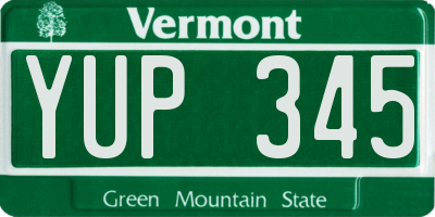 VT license plate YUP345