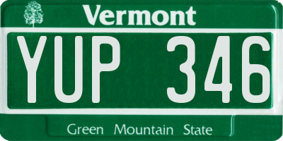 VT license plate YUP346