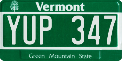 VT license plate YUP347