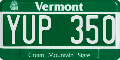 VT license plate YUP350