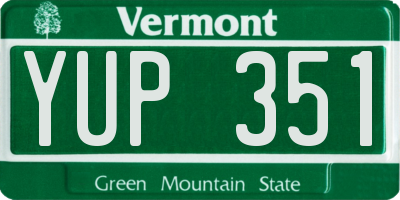 VT license plate YUP351