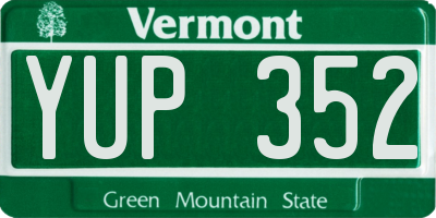 VT license plate YUP352