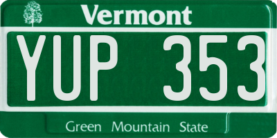 VT license plate YUP353