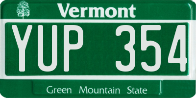 VT license plate YUP354