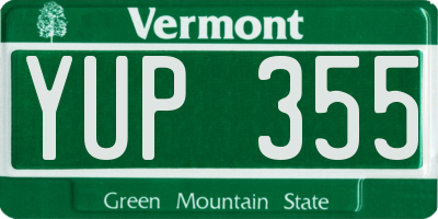 VT license plate YUP355