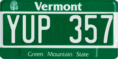 VT license plate YUP357