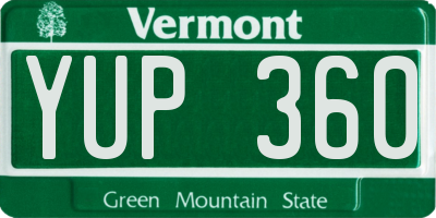 VT license plate YUP360