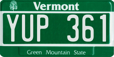 VT license plate YUP361
