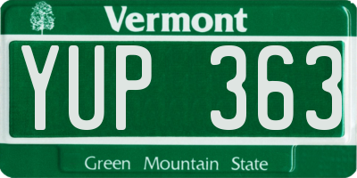 VT license plate YUP363