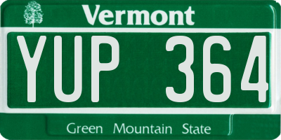 VT license plate YUP364