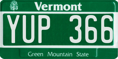 VT license plate YUP366