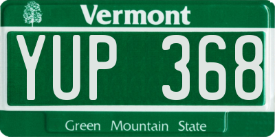 VT license plate YUP368