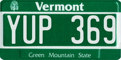 VT license plate YUP369
