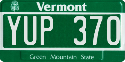 VT license plate YUP370